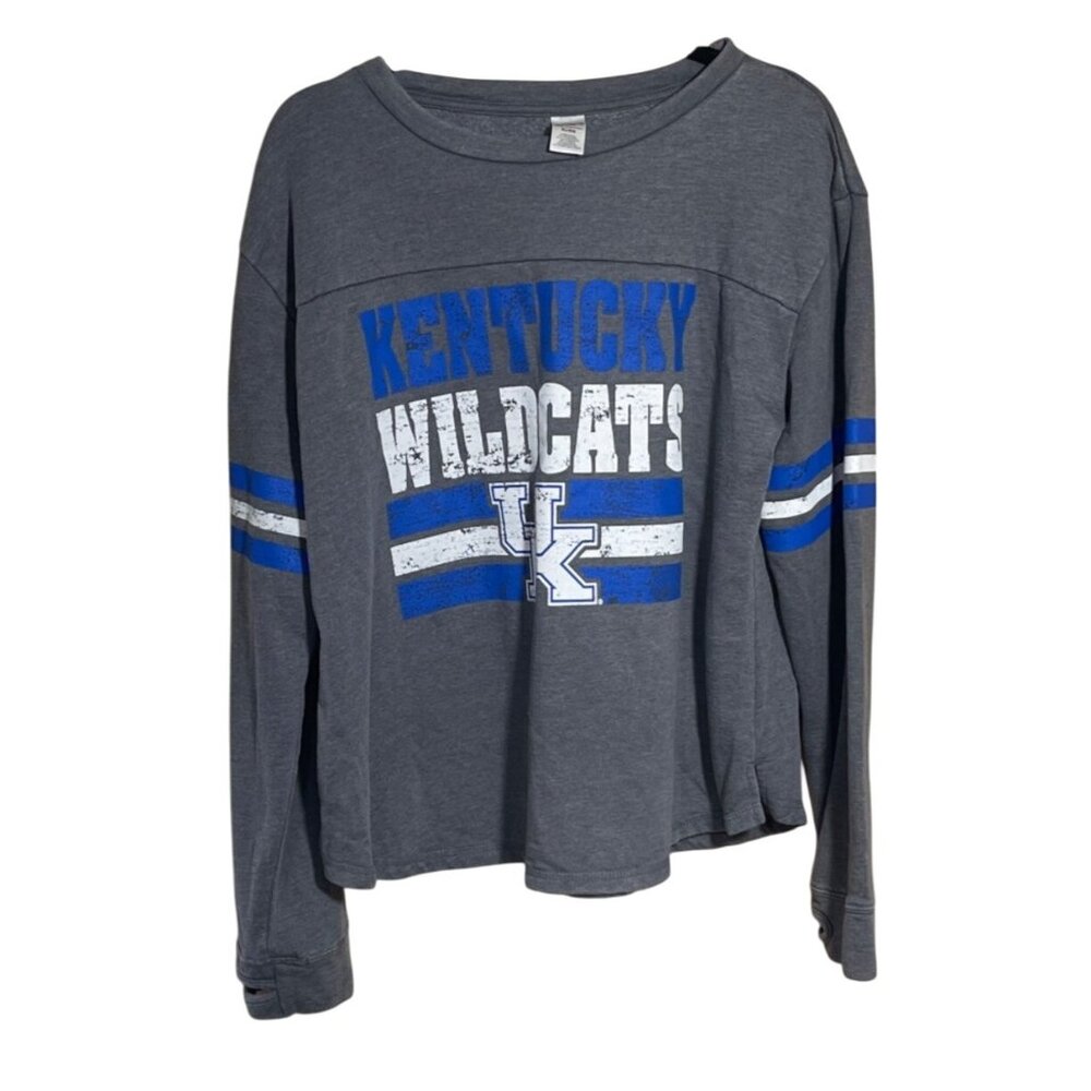 Kentucky Wildcats Sweatshirt Crew Neck Ladies Grey Blue Size XL Extra Large